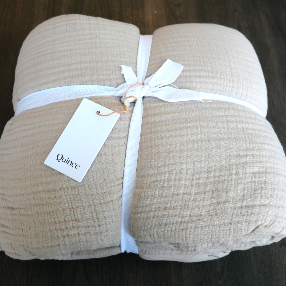 NEW Quince 100% Organic Cotton Airy Gauze Duvet Cover Queen Size Dune Tan Beige - Picture 4 of 6